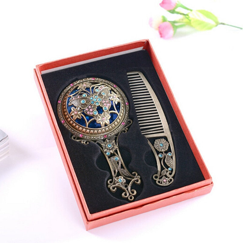 Classic Vintage Makeup Mirror with Comb - Go Steampunk