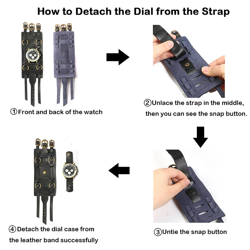 Wide Strap Leather Tachymetre Quartz Watch - Go Steampunk