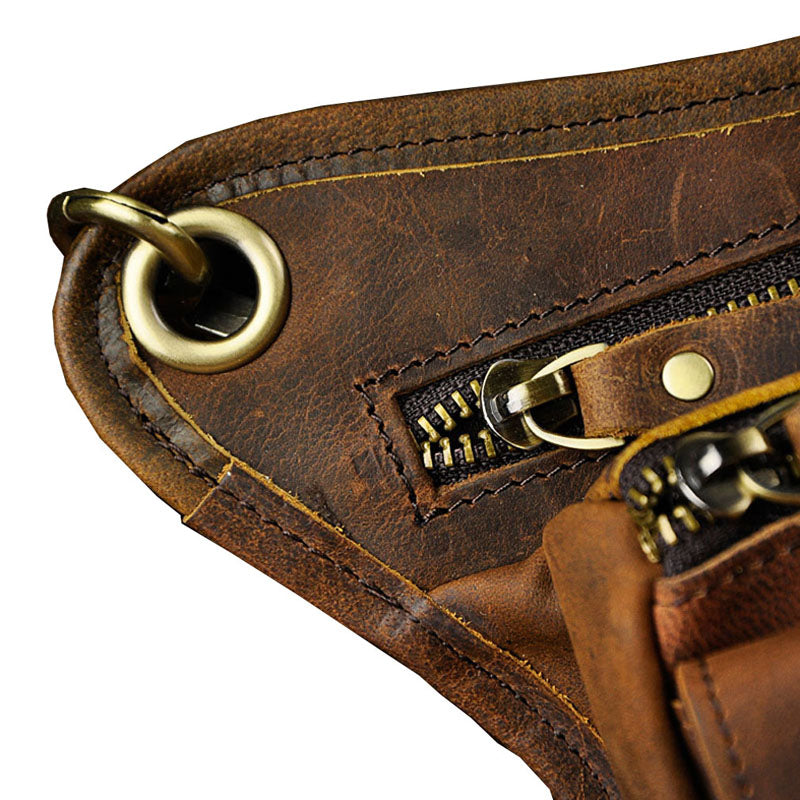 Crazy Horse Genuine Leather Drop Leg Bag - Go Steampunk