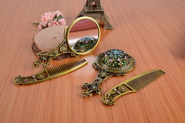 Classic Vintage Makeup Mirror with Comb - Go Steampunk
