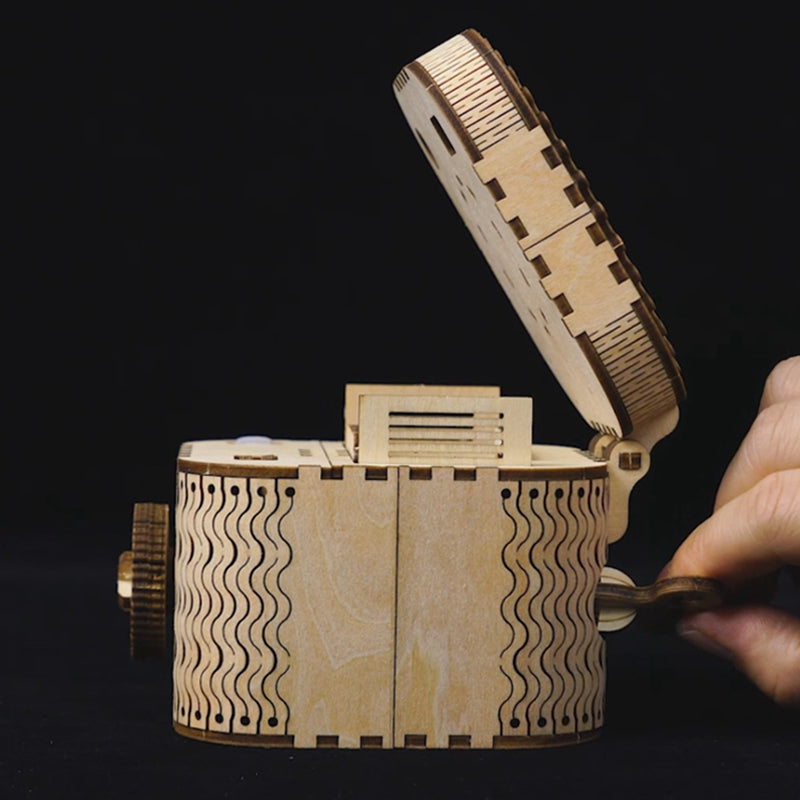 Creative DIY Wooden 3D Locking Treasure Box - Go Steampunk