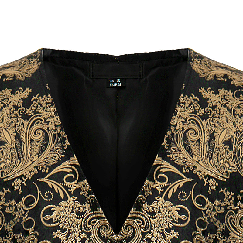 Luxury Gold Printed Steampunk Vest - Go Steampunk
