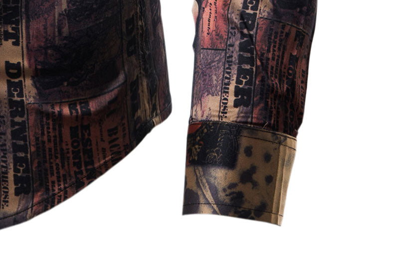 Silk Satin Vintage Print Dress Shirt - Go Steampunk