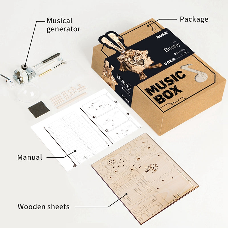 Steampunk Rabbit Wooden 3D Puzzle Music Box - Go Steampunk