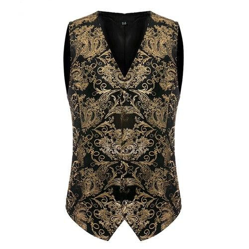 Luxury Gold Printed Steampunk Vest