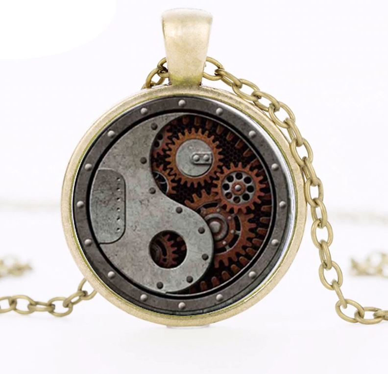 Round Steampunk Wheel Gear Pendant Necklace
