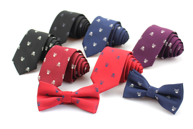 Slim Skull Tie or Bow Tie - Go Steampunk