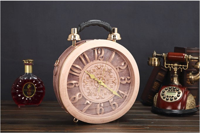Round Vintage Working Clock Handbag