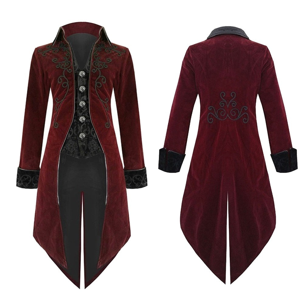Men's Long Sleeve Embroidered Tailcoat - Go Steampunk