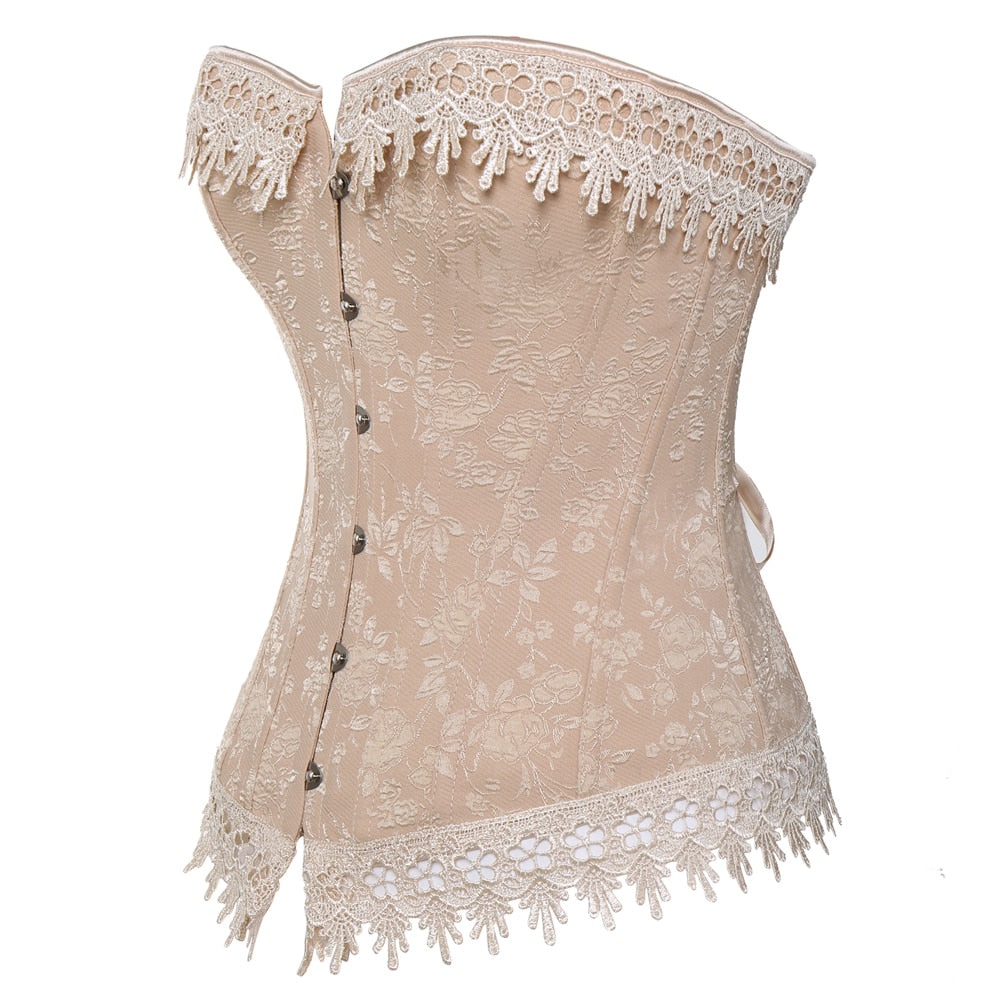 Women's Floral Lace up Plus Size Corset - Go Steampunk