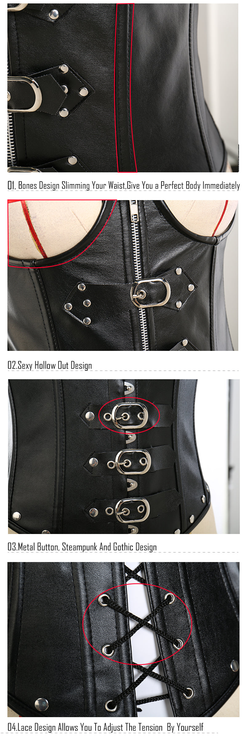 Black Buckles and Rings Corsets - Go Steampunk