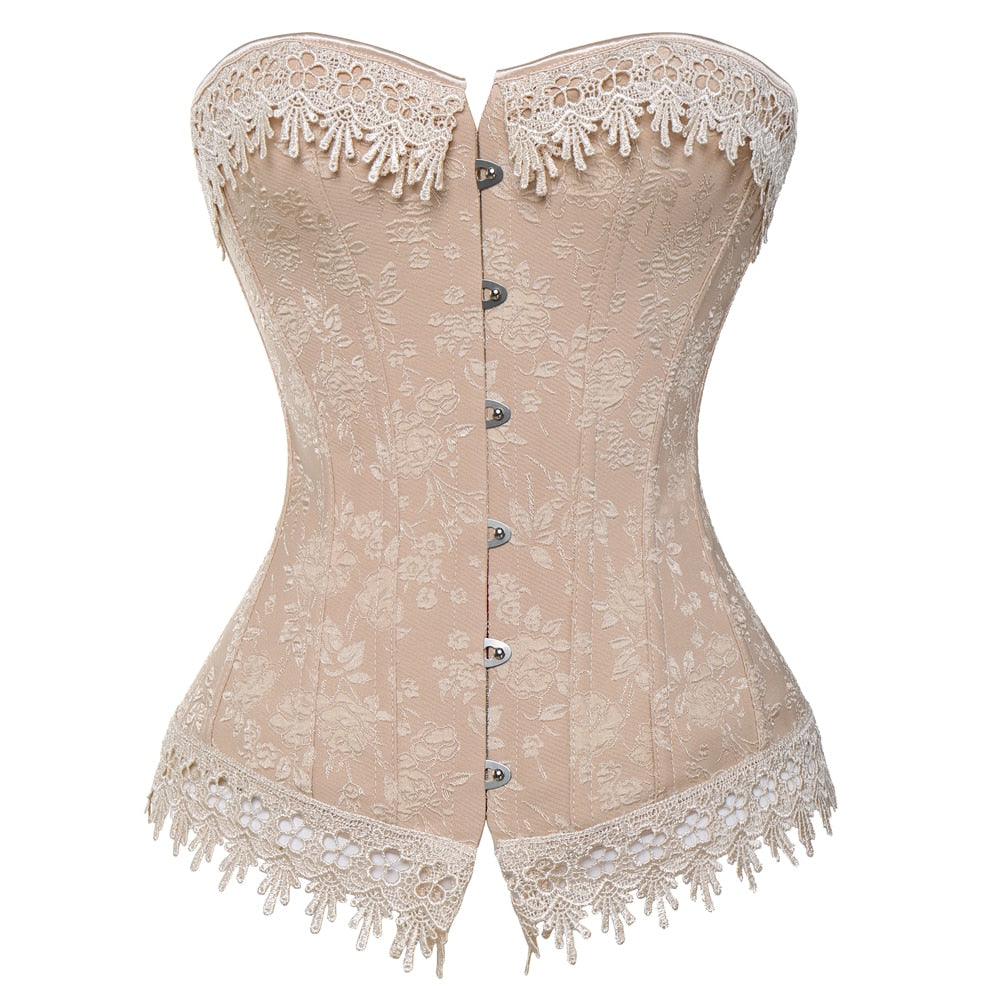 Women's Floral Lace up Plus Size Corset - Go Steampunk