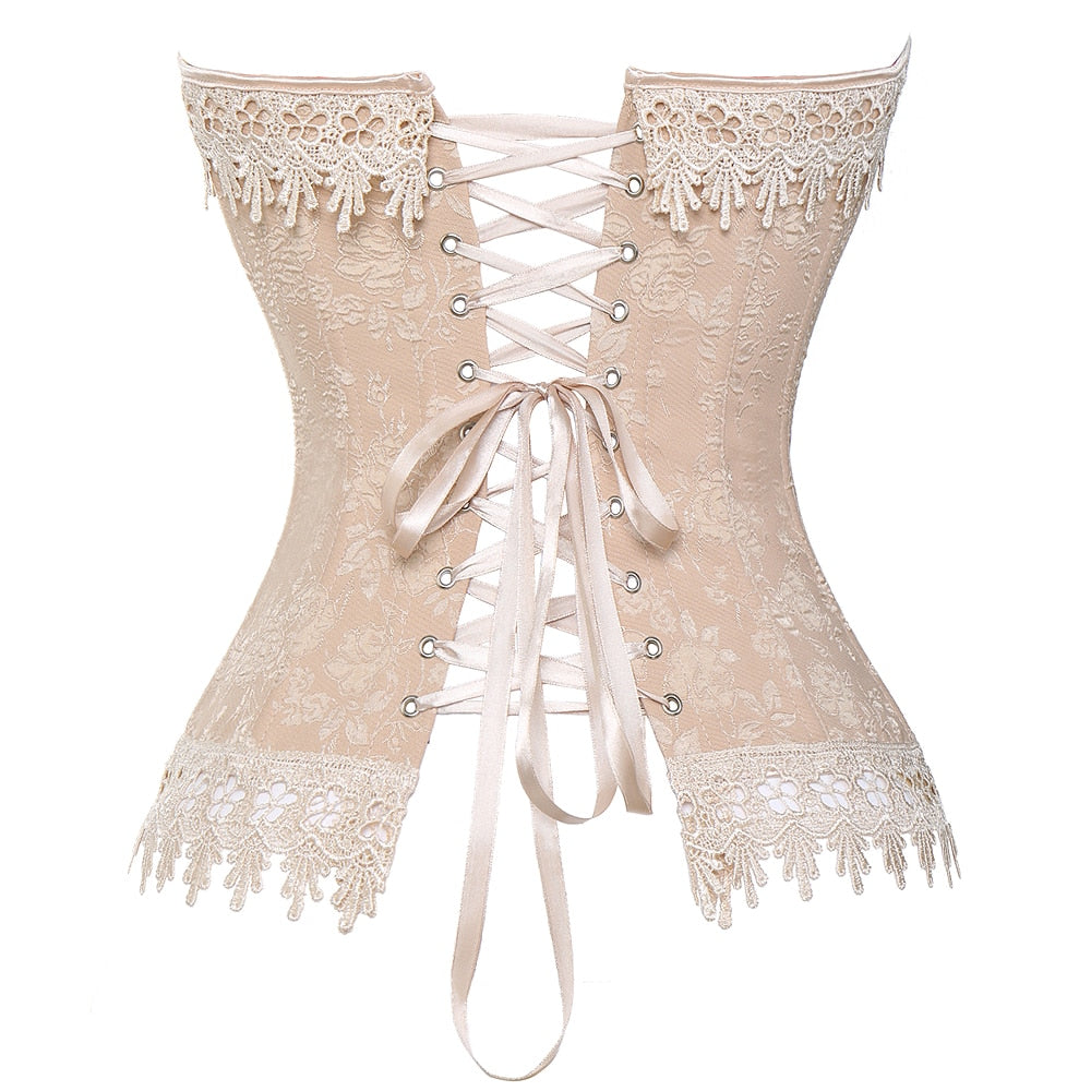 Women's Floral Lace up Plus Size Corset - Go Steampunk