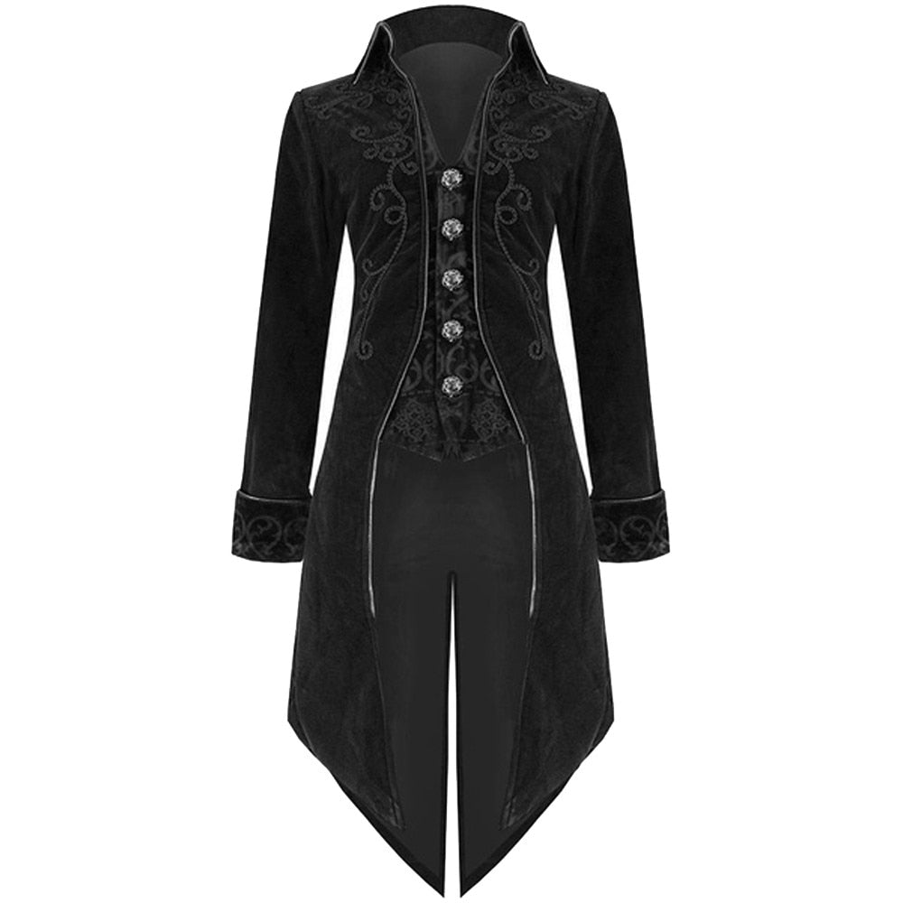 Men's Long Sleeve Embroidered Tailcoat