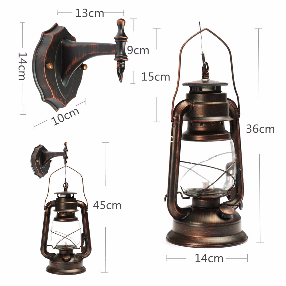 Rustic Antique Style Lantern Wall Lamp - Go Steampunk