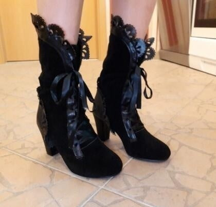 Steampunk Victorian Lace Up Suede Boots - Go Steampunk
