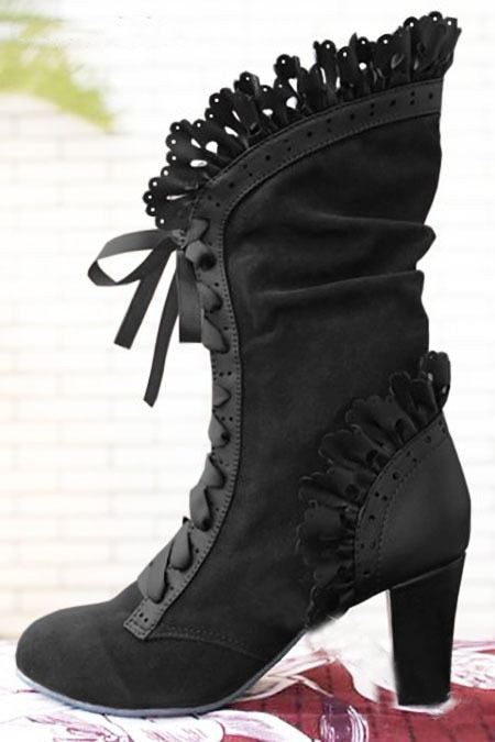 Steampunk Victorian Lace Up Suede Boots