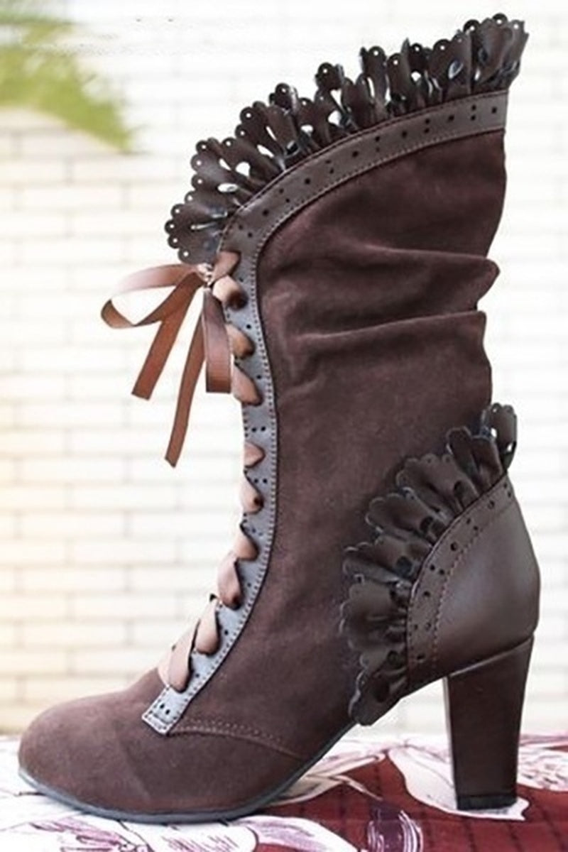 Steampunk Victorian Lace Up Suede Boots