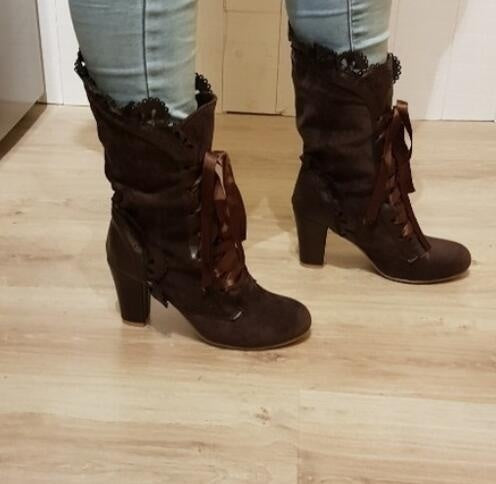 Steampunk Victorian Lace Up Suede Boots - Go Steampunk