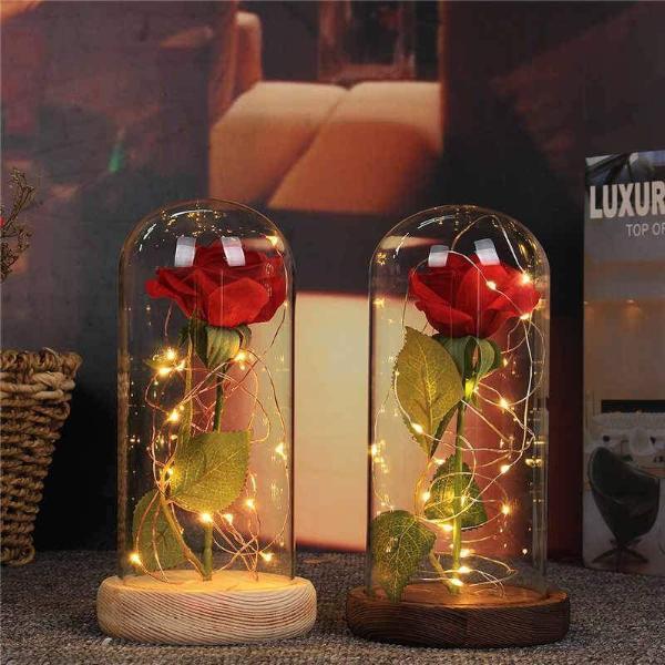 Beauty and Beast Enchanted Rose Lamp - Go Steampunk