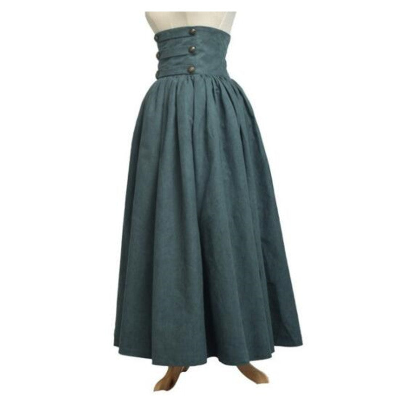 Vintage Steampunk Victorian High Waist Long Walking Skirt - Go Steampunk