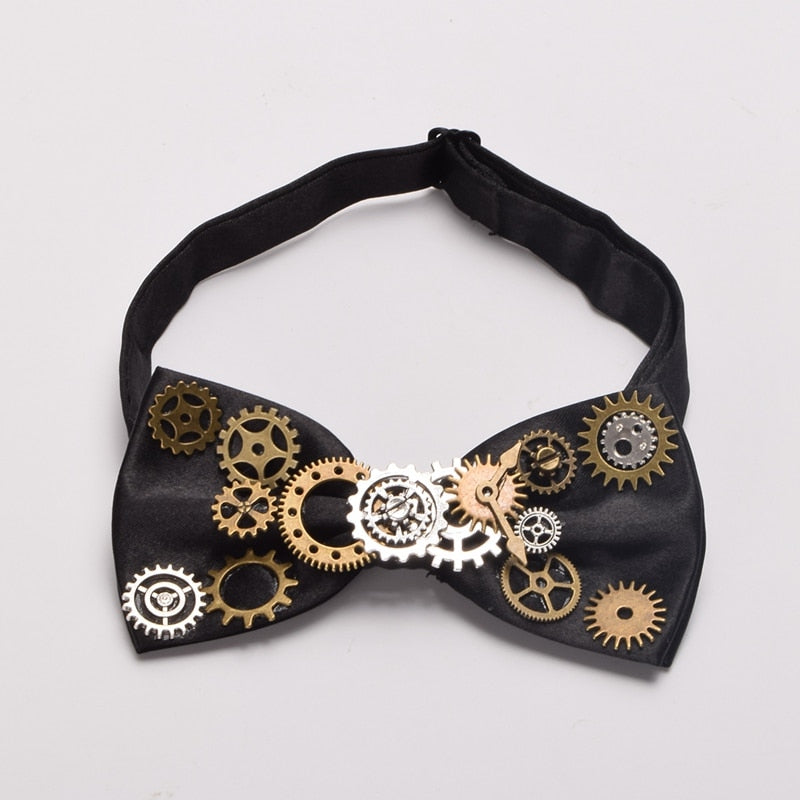 Unisex Steampunk Gear Pattern Vintage Style Bow Tie