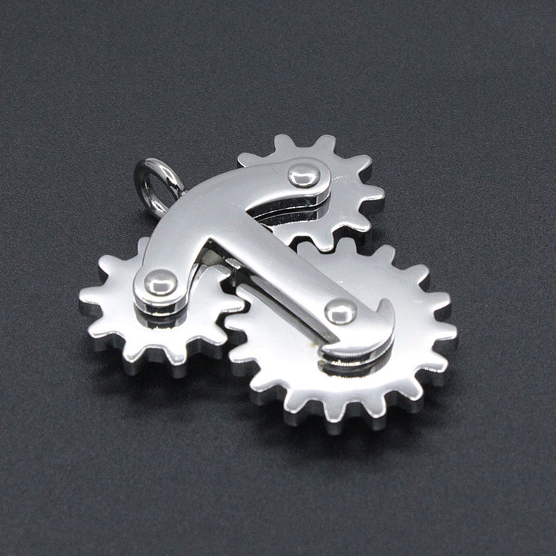 Stainless Steel Spinning Gear Pendant - Go Steampunk