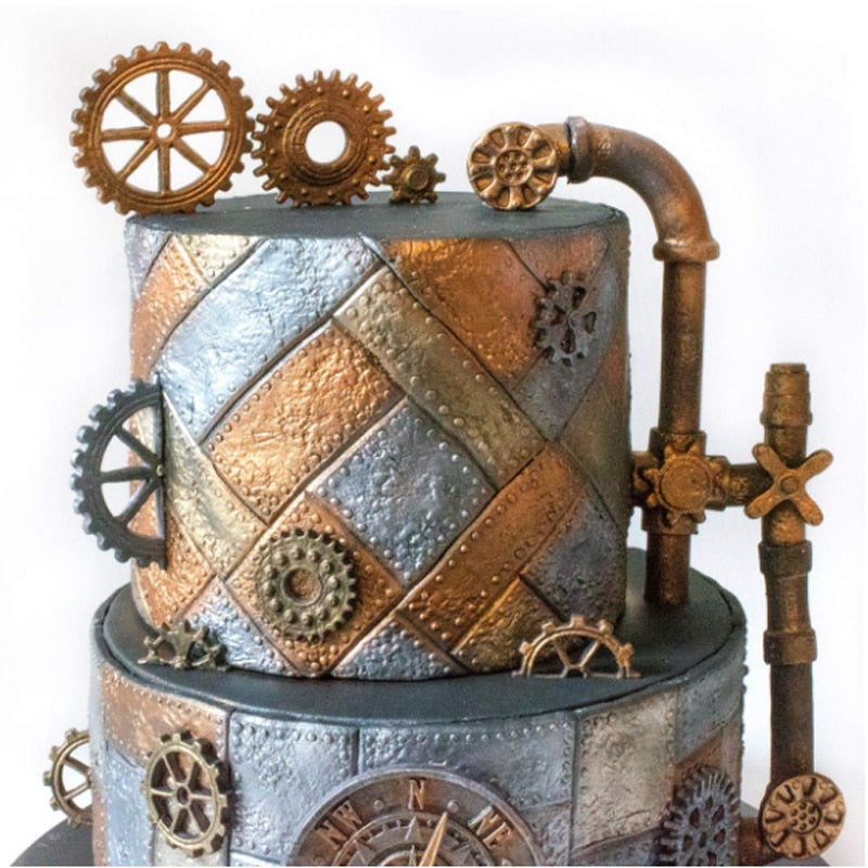 Riveted Metal Plate Silicone Fondant Mold - Go Steampunk