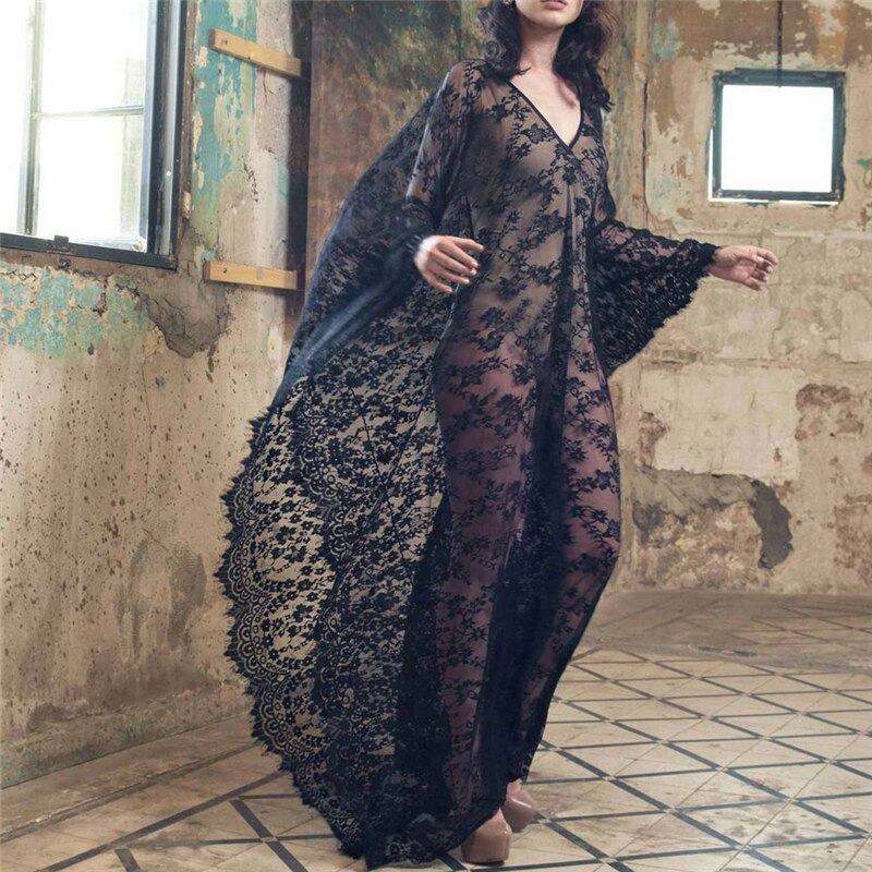 Lace Chiffon Long Dress Cover Up - Go Steampunk