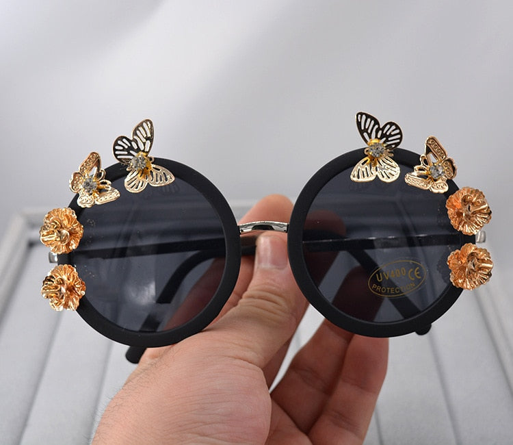 Vintage Metal Flower and Butterfly Sunglasses