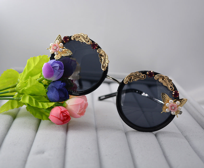 Vintage Metal Flower and Butterfly Sunglasses - Go Steampunk