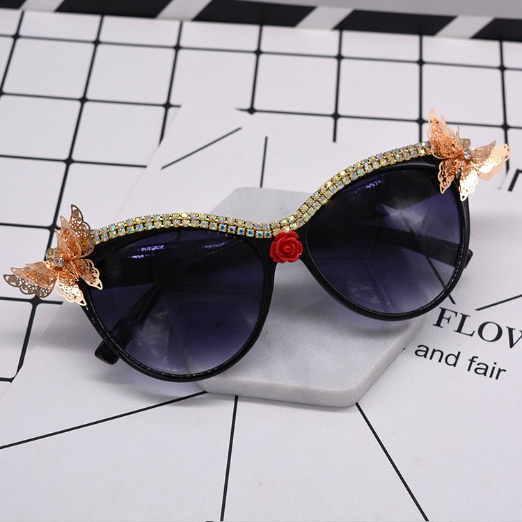Vintage Metal Flower and Butterfly Sunglasses