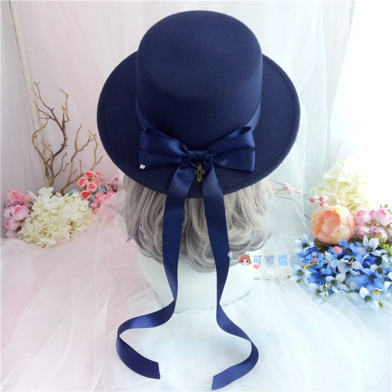 Flat Topped Wide Brimmed Wool Hat
