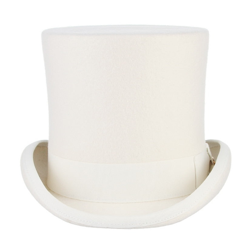 White Wool Top Hat - Go Steampunk