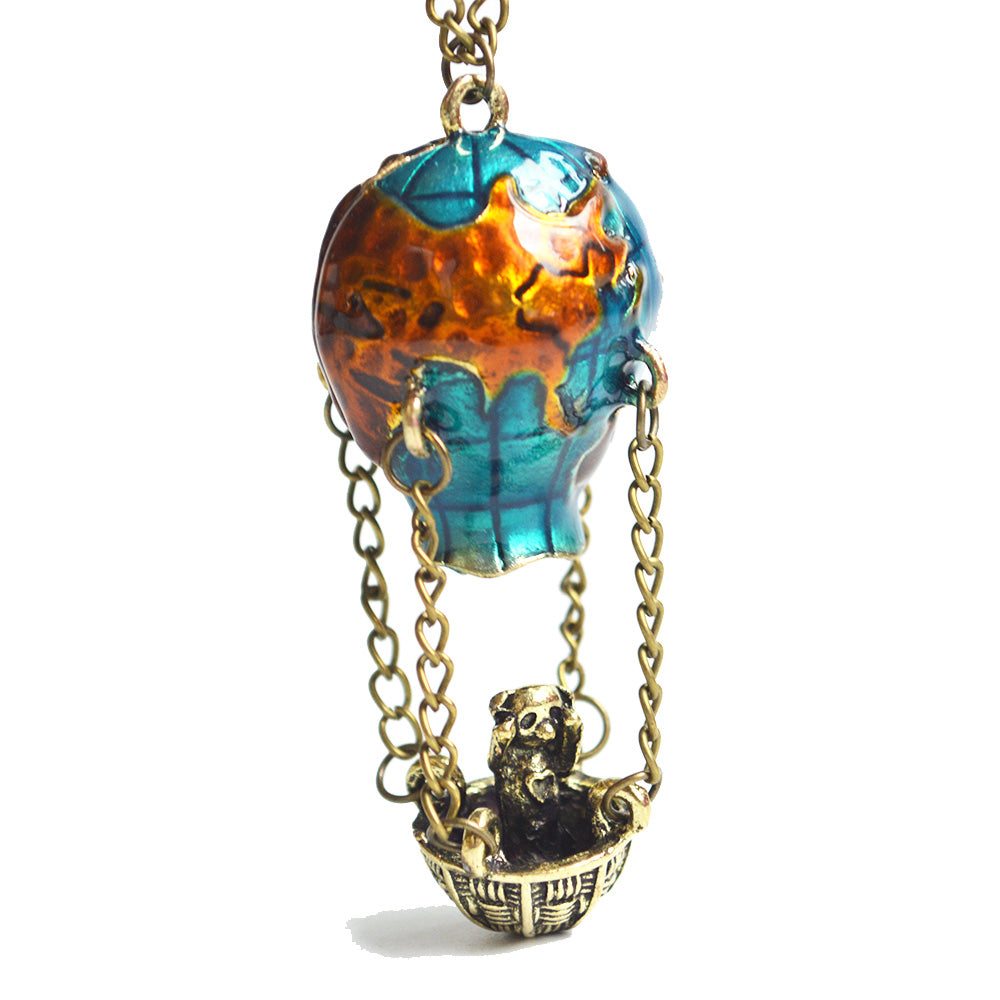 Enamel Hot Air Balloon Necklace (Multicolor) - Go Steampunk
