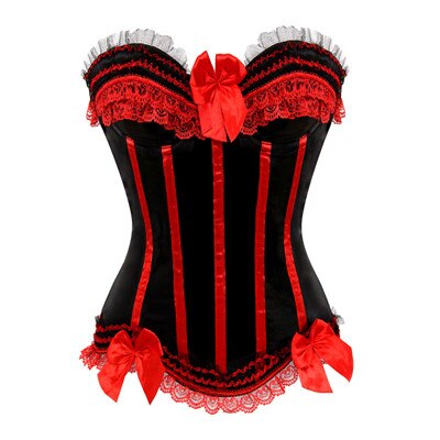 Vintage Wild West Ribbon Striped Overbust Corset