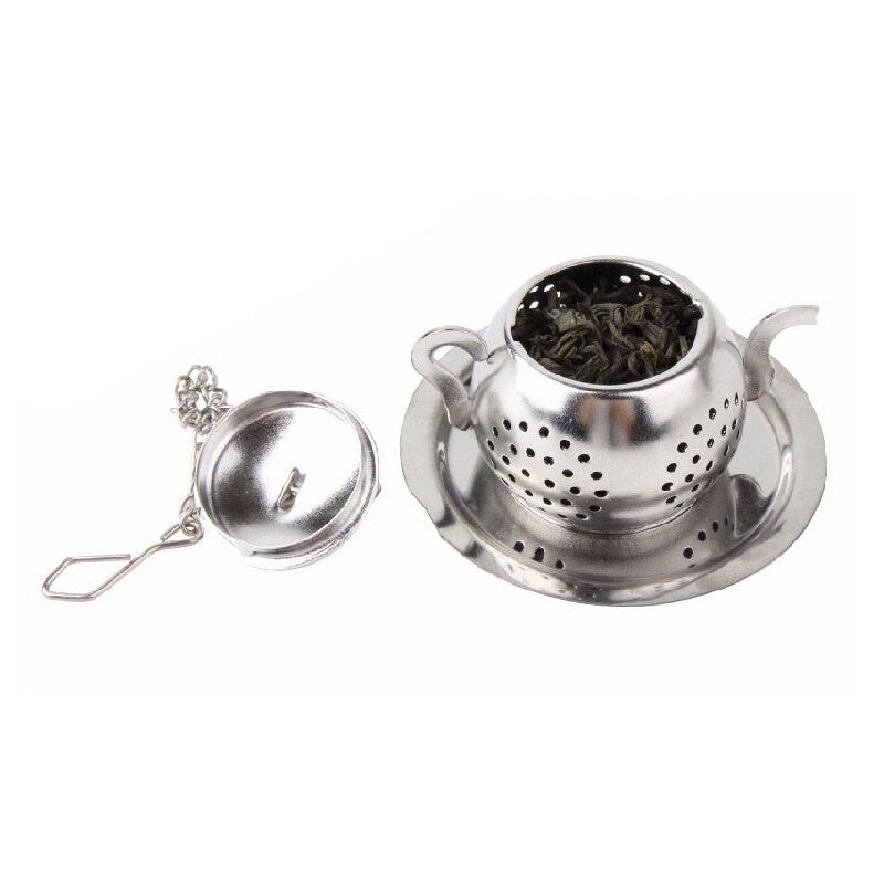 Fancy Teapot Shaped Tea Infuser with Chain - Go Steampunk