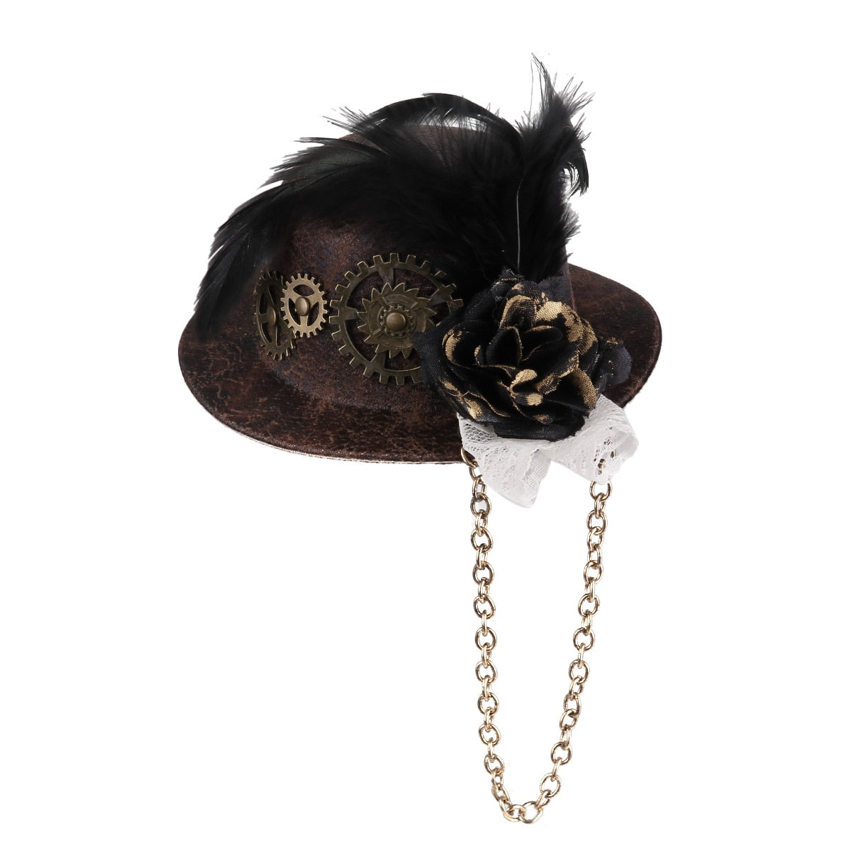 Steampunk Mini Top Hat Hair Clip (Brown One Size) - Go Steampunk