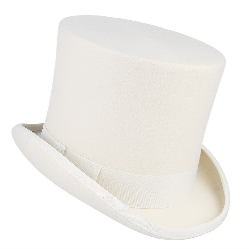 White Wool Top Hat - Go Steampunk