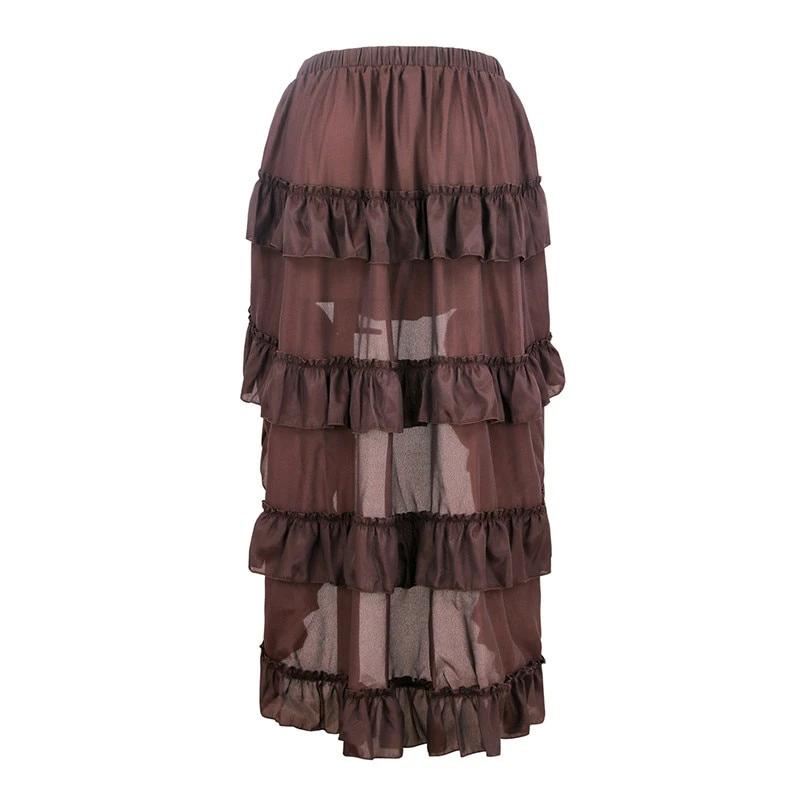 Adjustable Asymmetrical Ruffle Steampunk Skirt - Go Steampunk