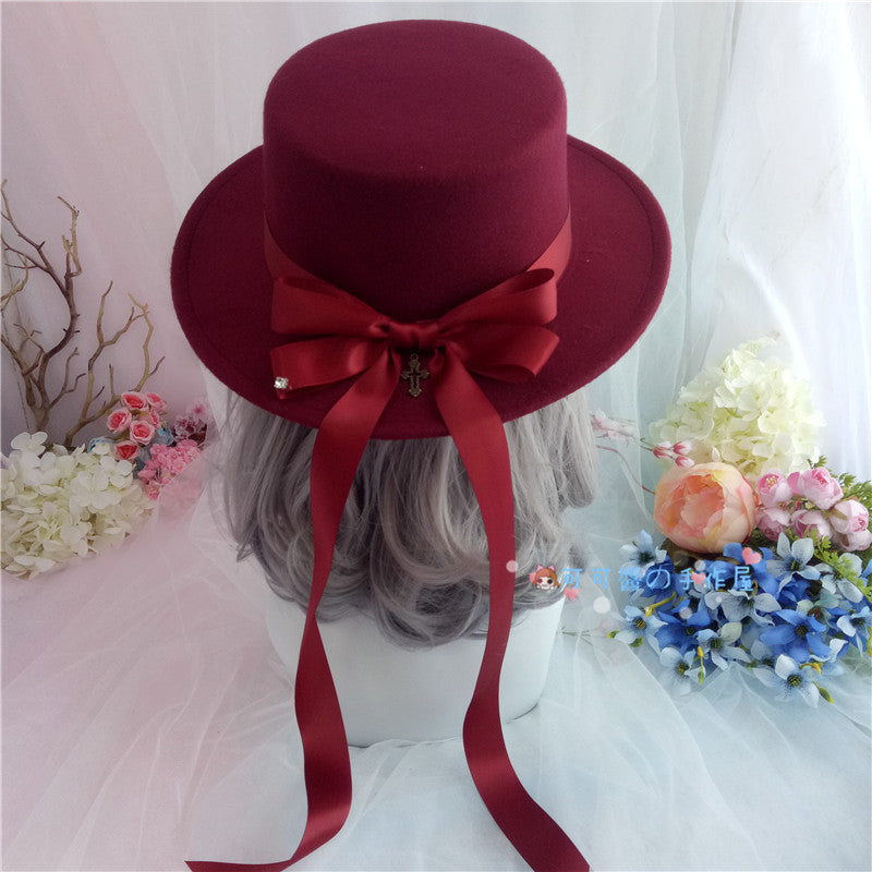 Flat Topped Wide Brimmed Wool Hat