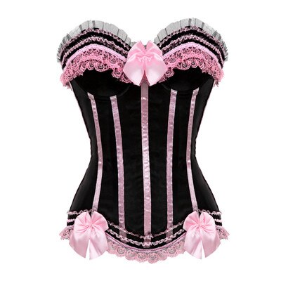 Vintage Wild West Ribbon Striped Overbust Corset