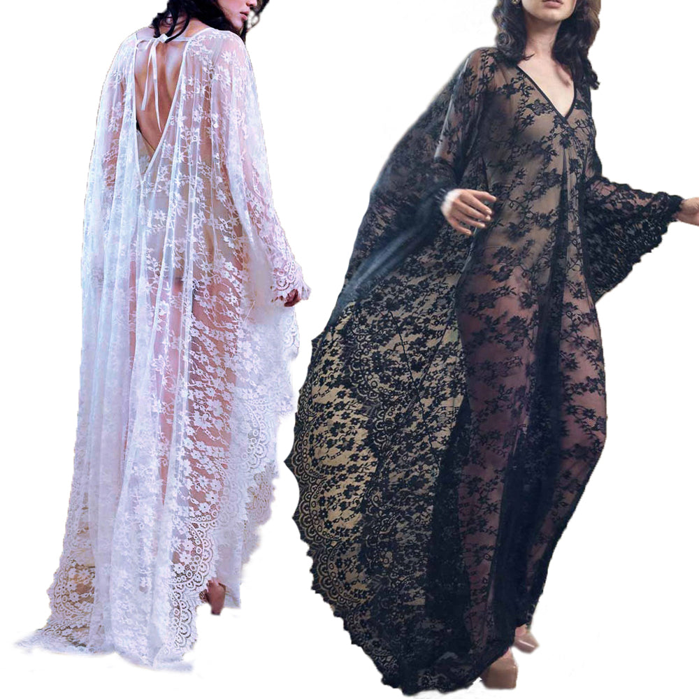 Lace Chiffon Long Dress Cover Up - Go Steampunk