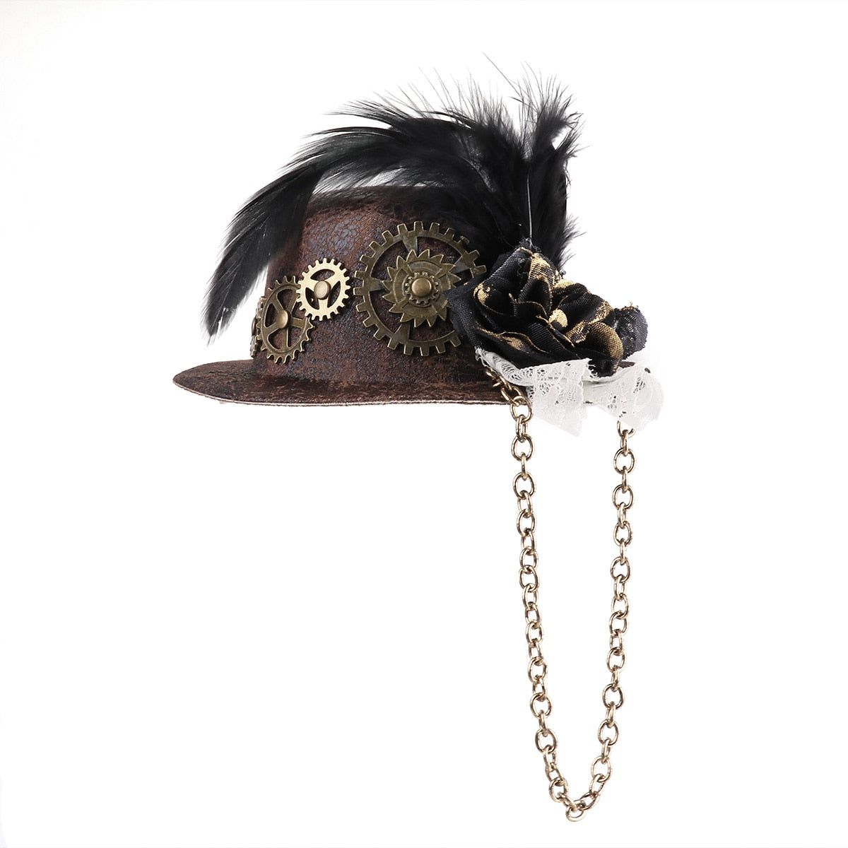 Steampunk Mini Top Hat Hair Clip (Brown One Size) Default Title - Go Steampunk