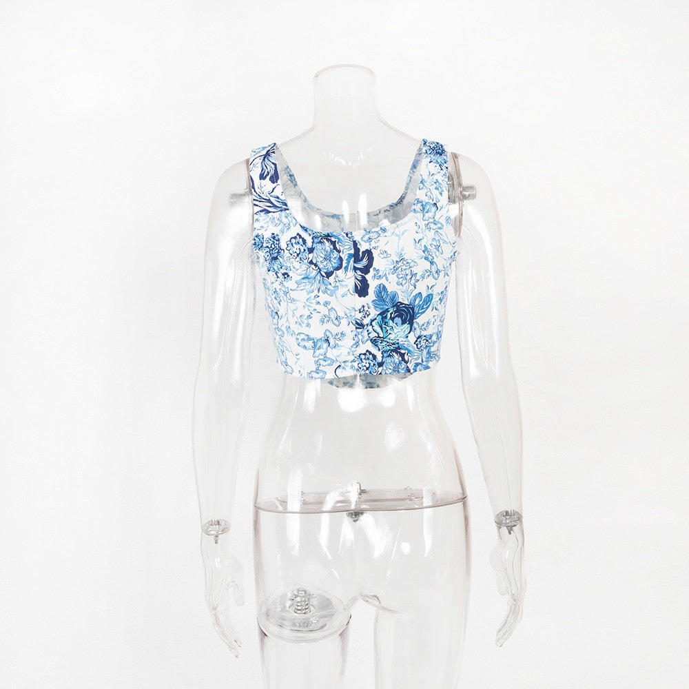 Blue And White Porcelain China Overbust Corset - Go Steampunk