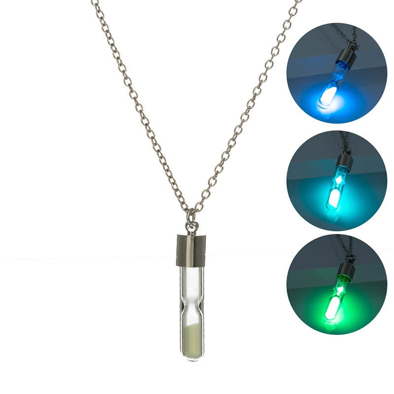 Glow in the Dark Hourglass Pendant Necklace - Go Steampunk