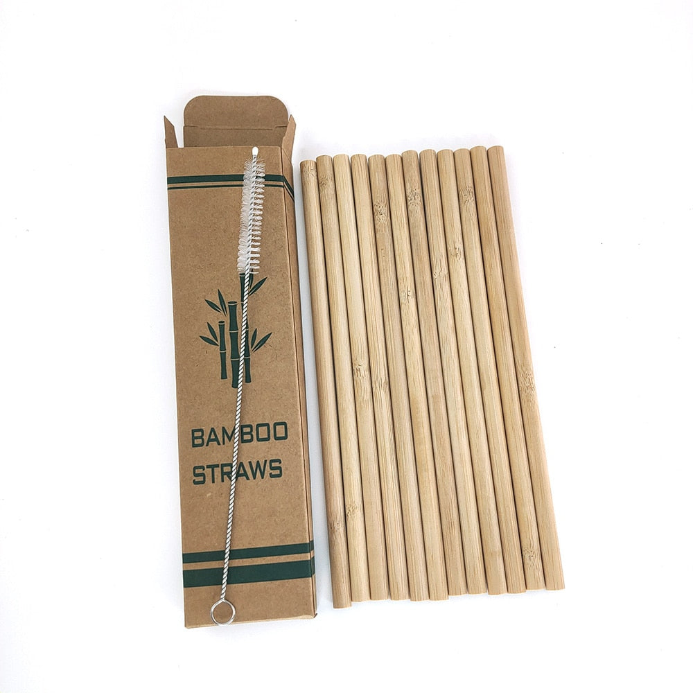 Natural organic bamboo straw set