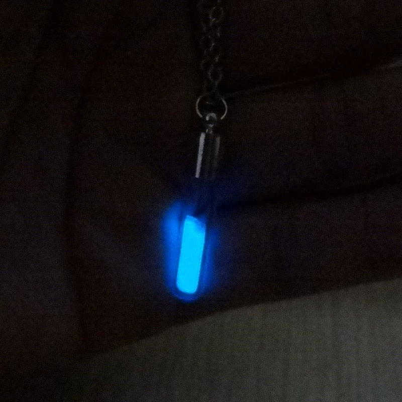 Glow In the Dark Hourglass Pendant Necklace