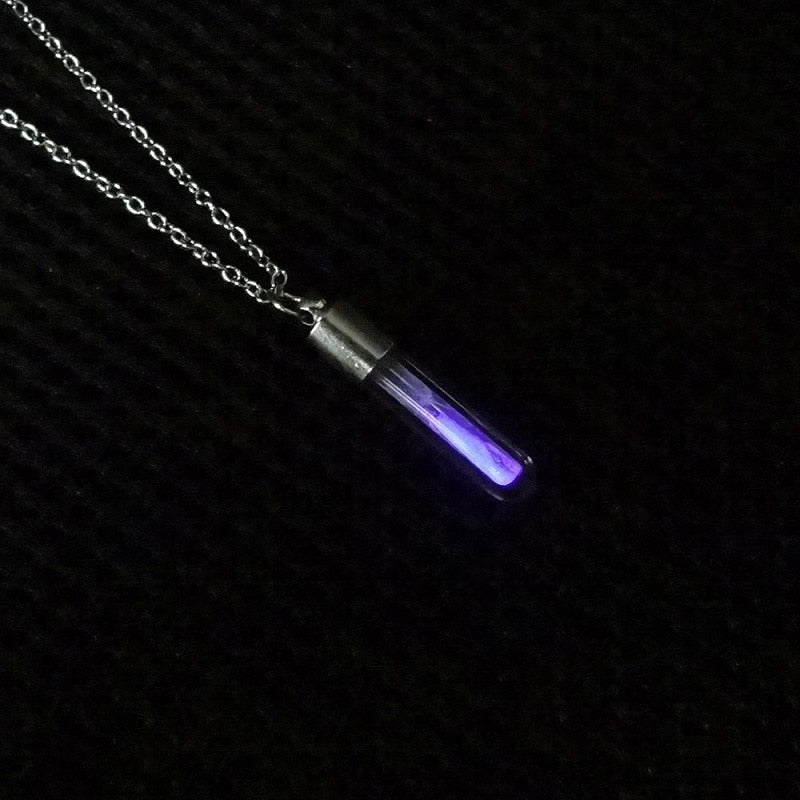 Glow In the Dark Hourglass Pendant Necklace