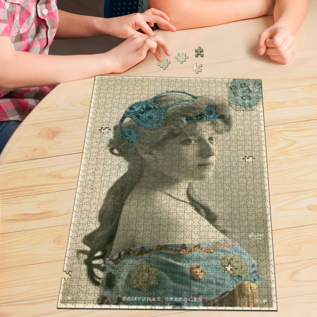 Hints Of Blue Vintage Postcard Jigsaw Puzzle - Go Steampunk